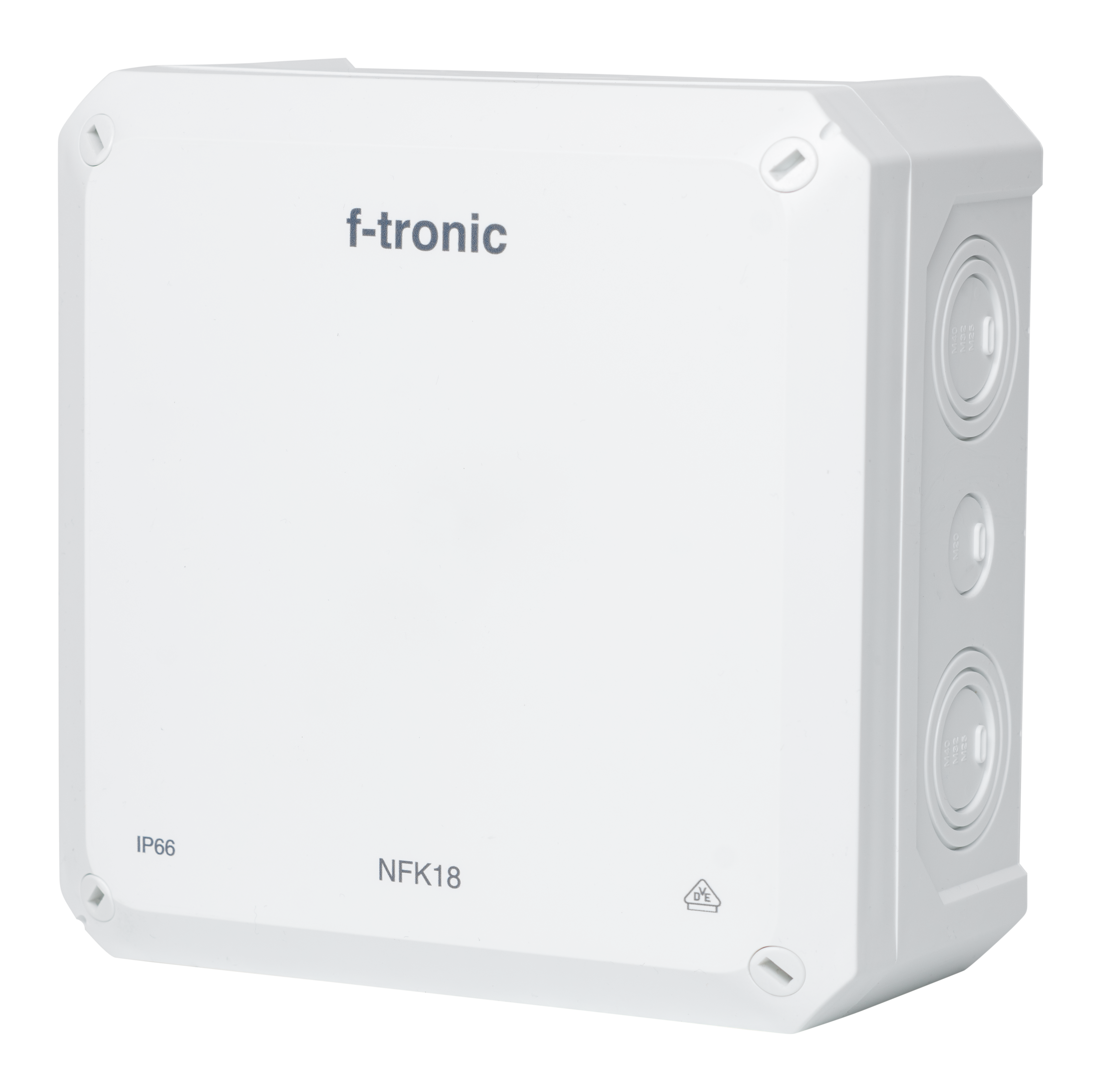 F-Tronic FR-Abzweigkasten 180x180x93mm, Ausbrechöffnungen IP66, PS, weiß, NFK18ws F-Tronic FR-Abzweigkasten 180x180x93mm, Ausbrechöffnungen IP66, PS, weiß, NFK18ws